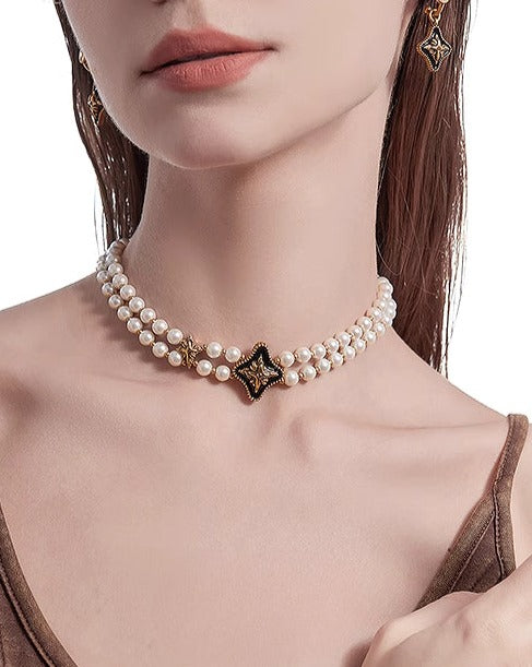 【MASW】Nostalgia Retro Pearl Star Choker pg1293