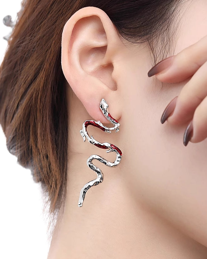 Red Snake Earrings 02