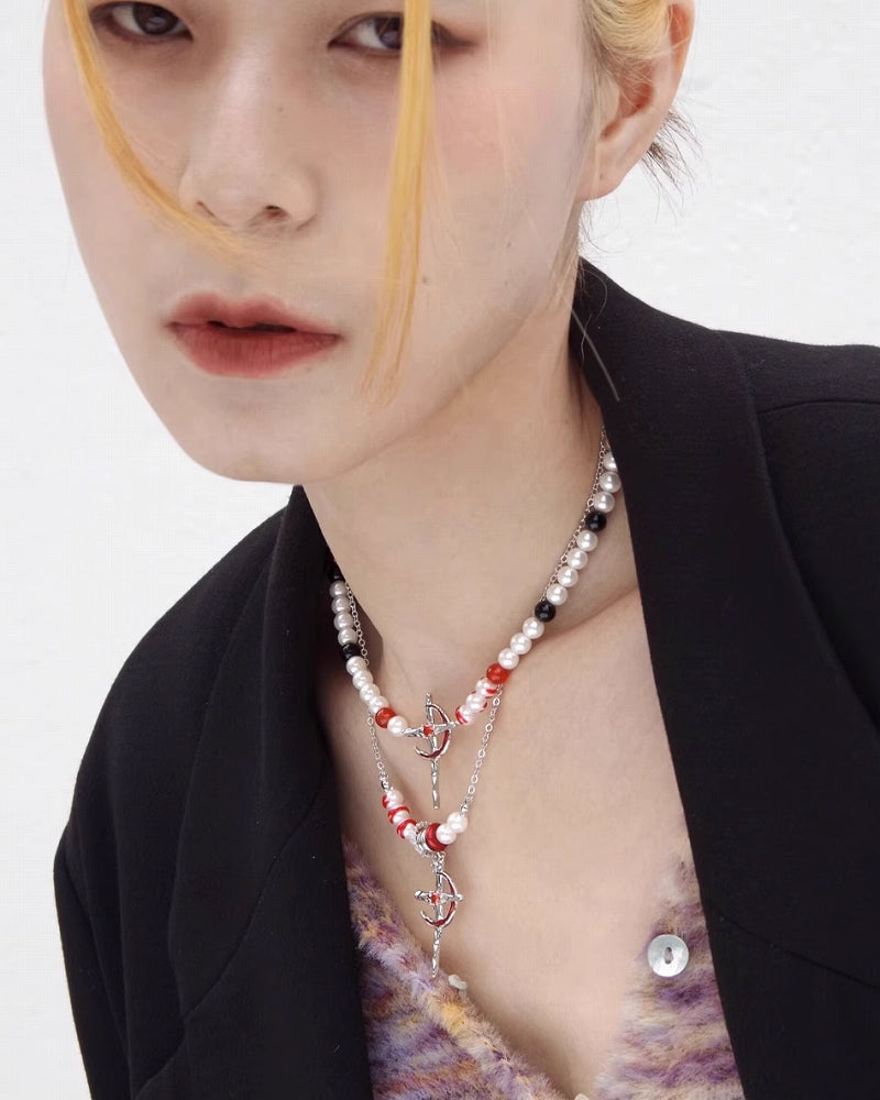 【Esak∞chi】Moon Cross Dark Necklace pg1233