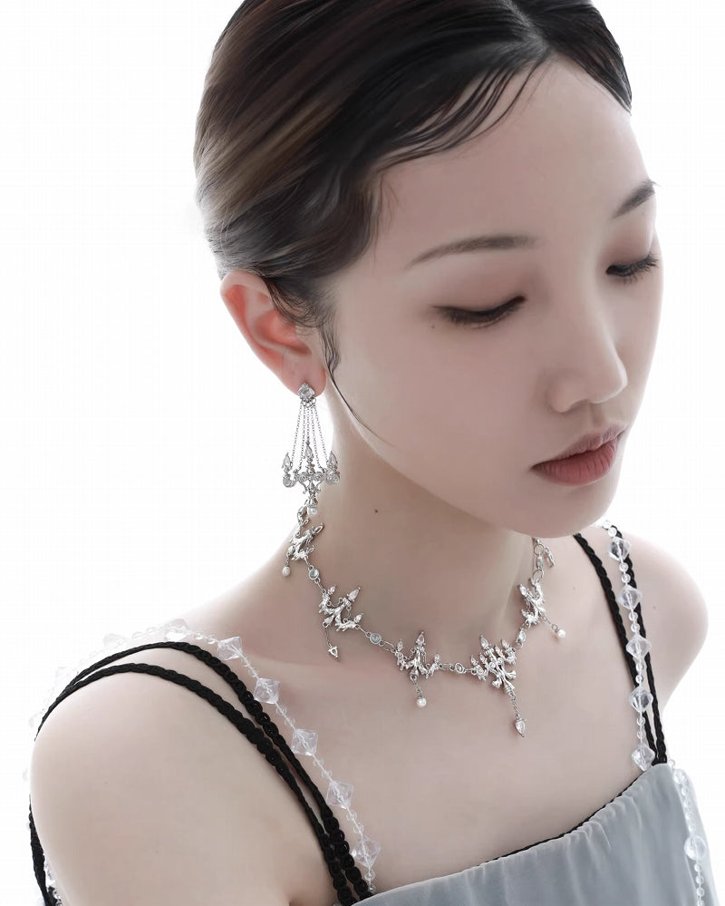 [1ST XULIE]Crystal Chandelier Tassel Necklace pg493