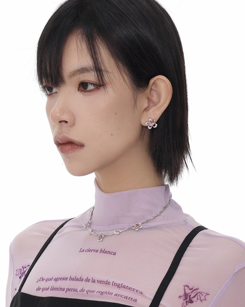 [SUMIYAKI] Small Red Flower Necklace pg1638