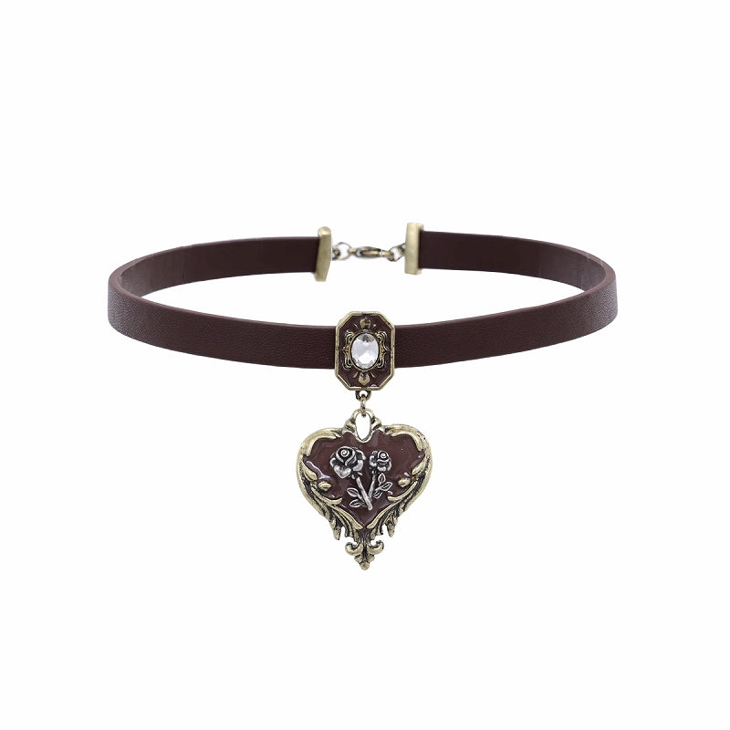 [SUMIYAKI] Retro Heart Rose Choker pg1476