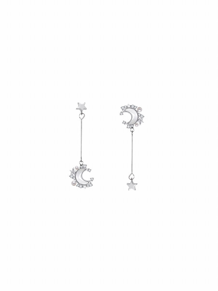 【SUMIYAKI】Stars and Moon Tassel Asymmetric Earrings pg1784