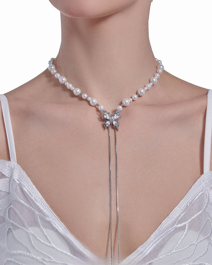 【MASW】Butterfly Dance Pearl Tassel Necklace pg292