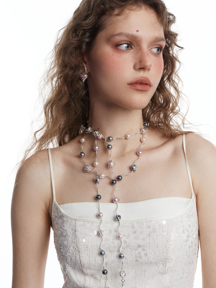 【OCTO VITA】Gray Rose Pearl 145cm Necklace pg2500