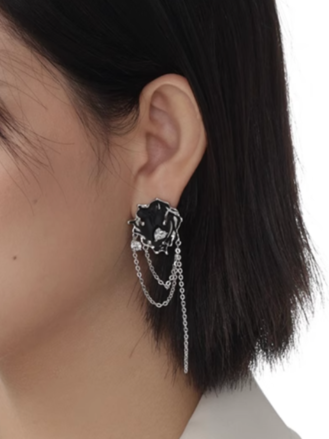 【SUMIYAKI】Nightmare Frosted Heart Tassel Earrings pg1272