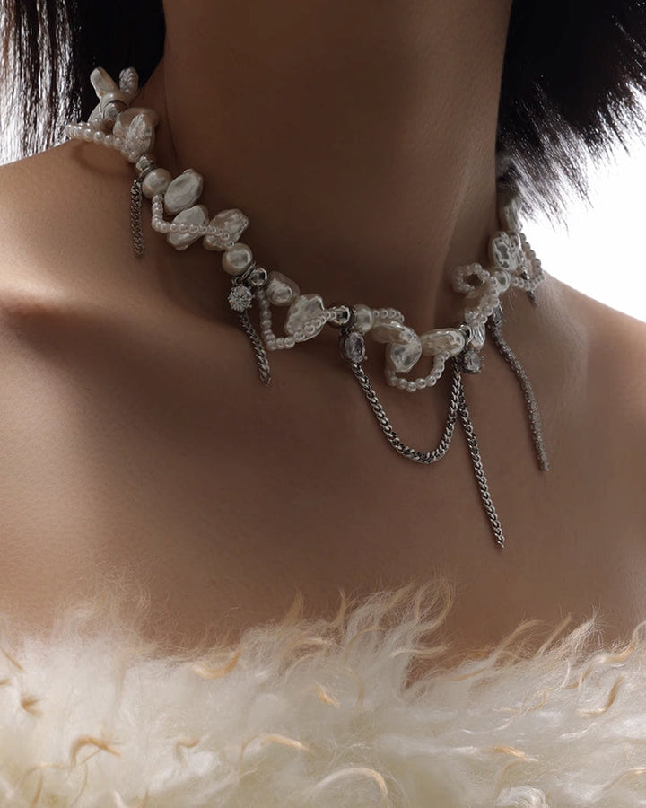 【SUMIYAKI】Hand-beaded Baroque Winding Choker pg967