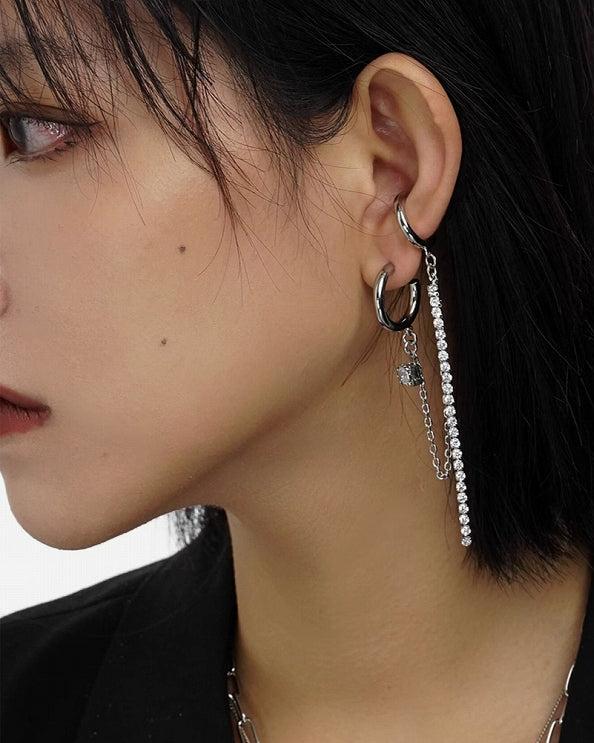 【SUMIYAKI】Zirconia Band Cuff & Earrings pg2040