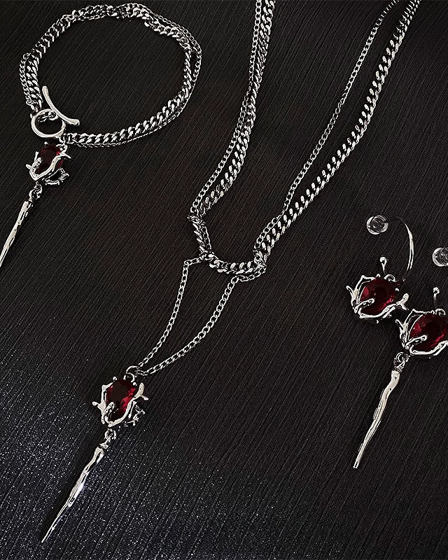 [Insomnia Artist] Red Rose Double Layer Necklace pg1459