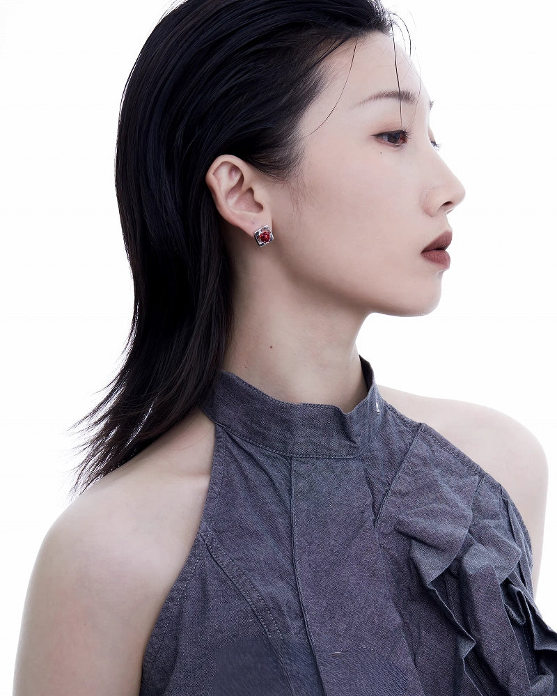 [1ST XULIE] Forbidden Rose Asymmetrical Earrings pg798