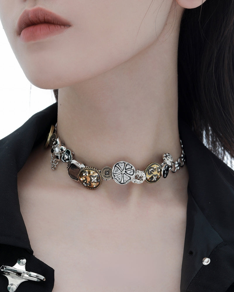 [1ST XULIE] Star Meteor Vintage Button Choker pg1735
