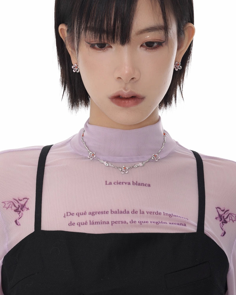 [SUMIYAKI] Small Red Flower Necklace pg1638