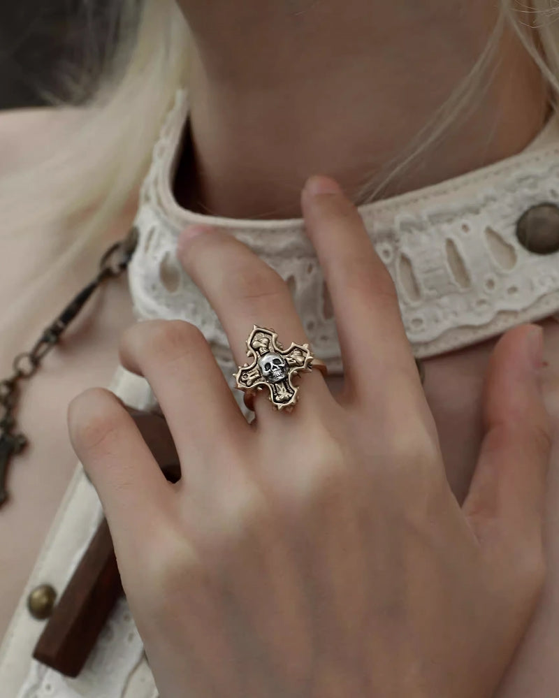 Crime and Punishment Skull Cross Ring