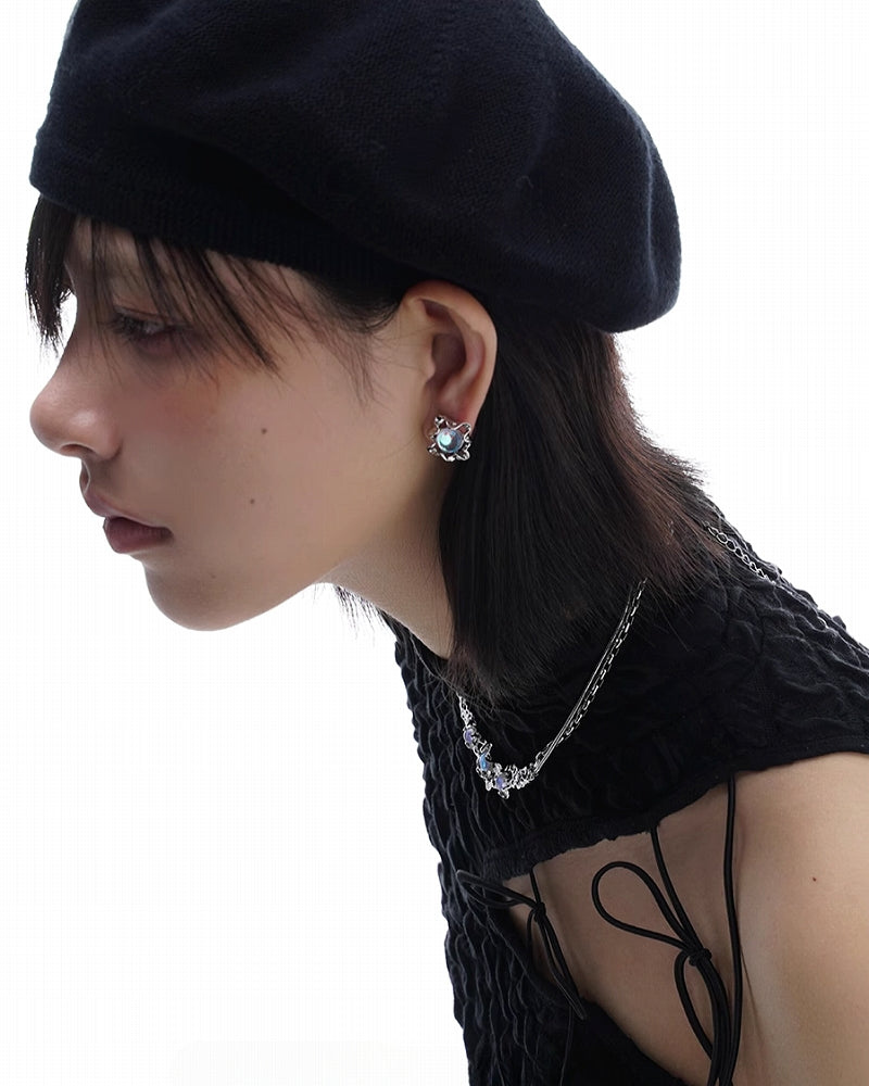 [SUMIYAKI] Lunar Eclipse Flower Moonstone Earrings pg1144