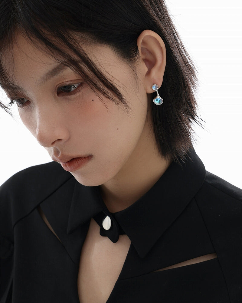 [SUMIYAKI]Moonstone Silver Earrings pg1246