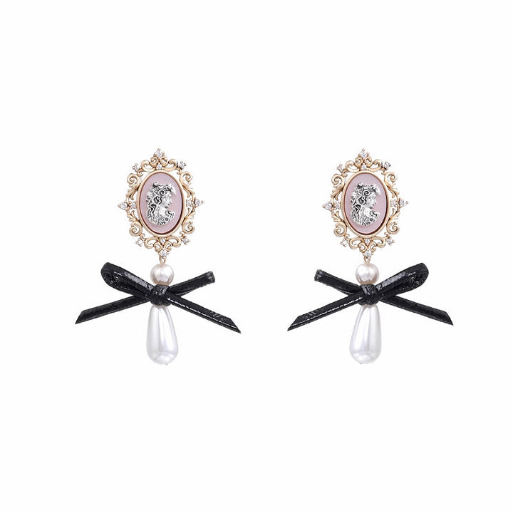 【SUMIYAKI】Picture Frame Retro Bow Earrings pg1358