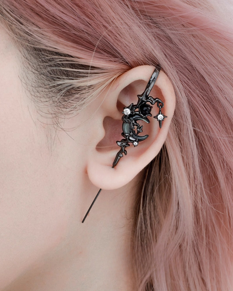 [1ST XULIE] Moon Black Earrings pg1231