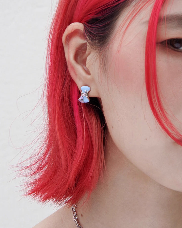 【Esak∞chi】Children's Fun Blue Bow Earrings pg418