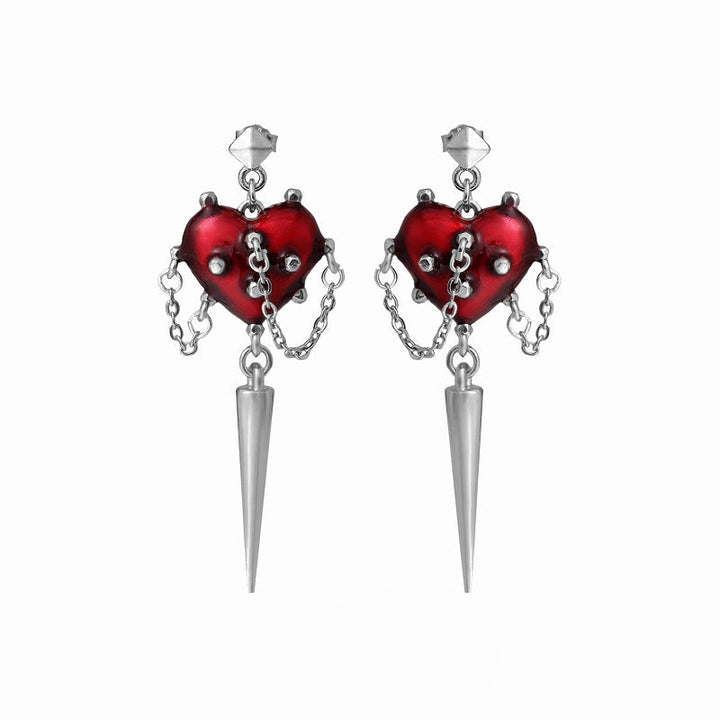 [1ST XULIE] Forbidden Love Heart Tassel Earrings pg795