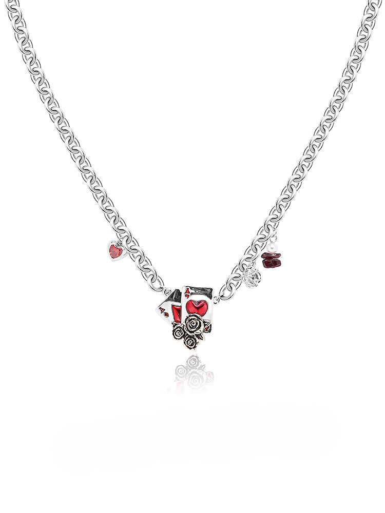 Playing Card Rose Necklace
