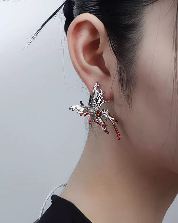 【OCTO VITA】Bloodthirsty Butterfly Black & Red Earrings pg222