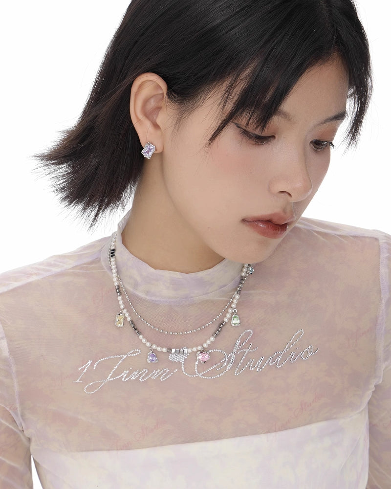 【SUMIYAKI】Small Purple Zirconia Earrings pg1635