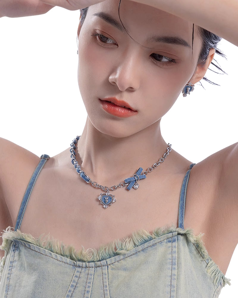 [MASW] Denim Love Braided Necklace pg576