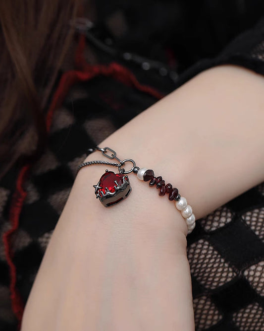 Pomegranate Red Heart Bracelet