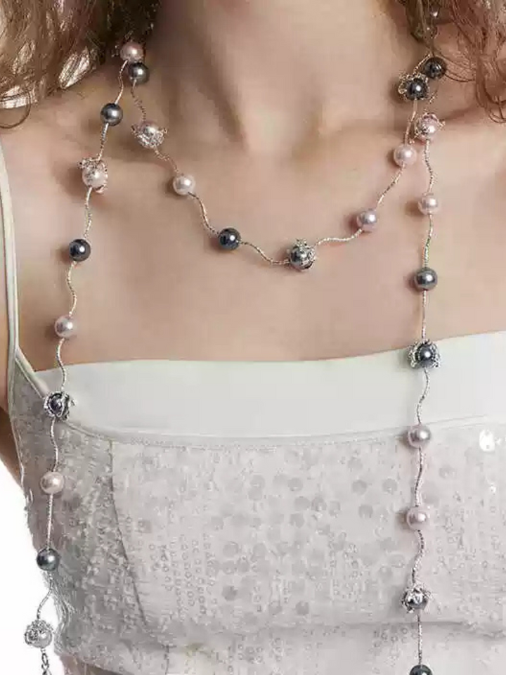 【OCTO VITA】Gray Rose Pearl 145cm Necklace pg2500