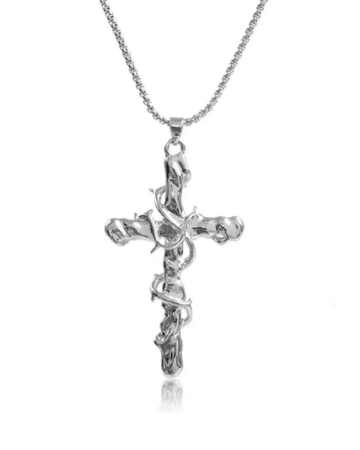 【SUMIYAKI】Thorn Cross With Thorn Crown Necklace pg1881