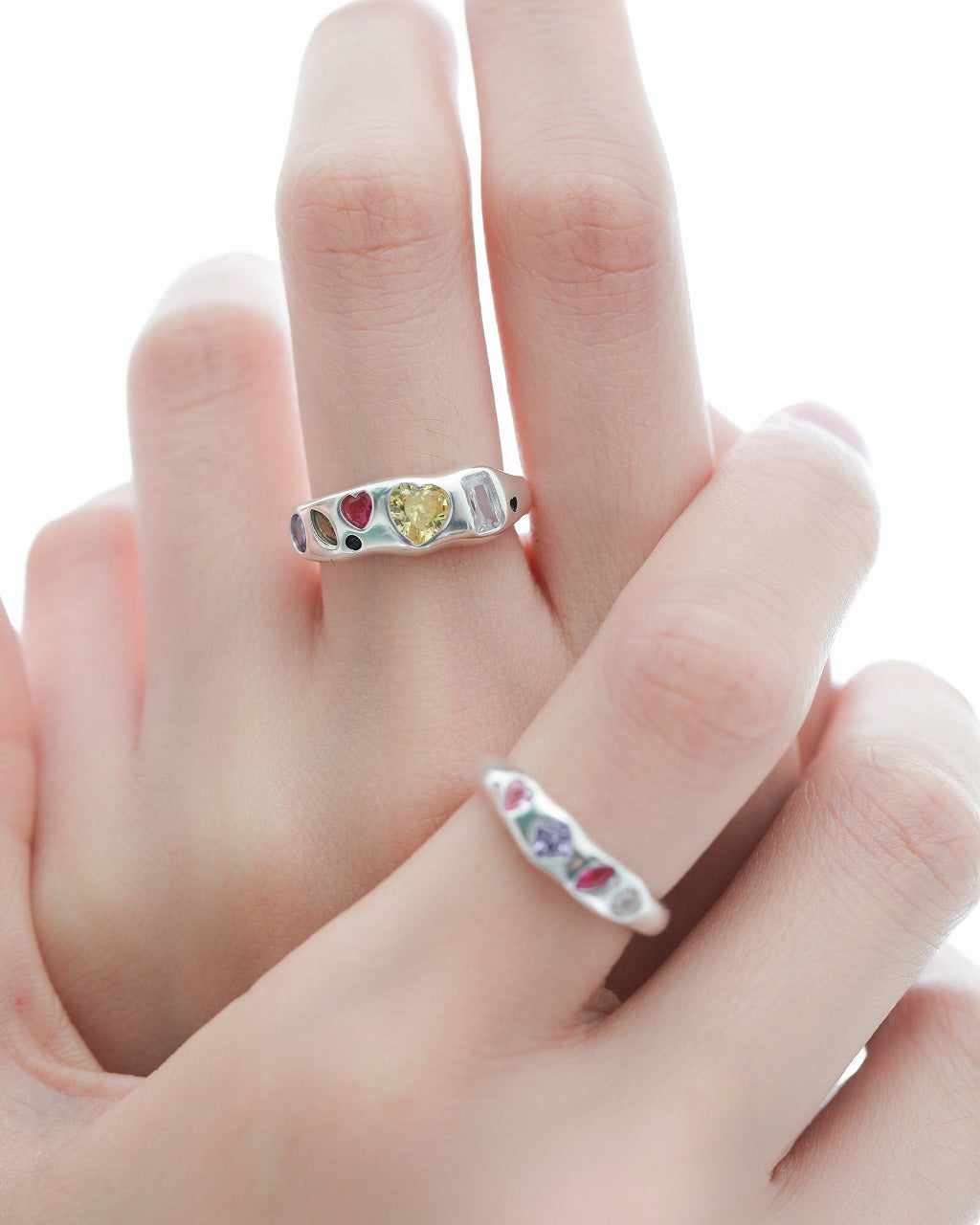 【1ST XULIE】Colorful Silver Couple's Ring pg438