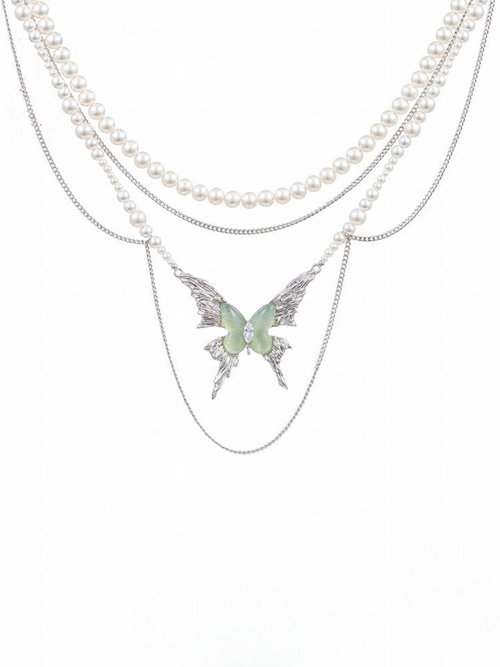 [SUMIYAKI] Mint Green Butterfly Layer Necklace pg1219