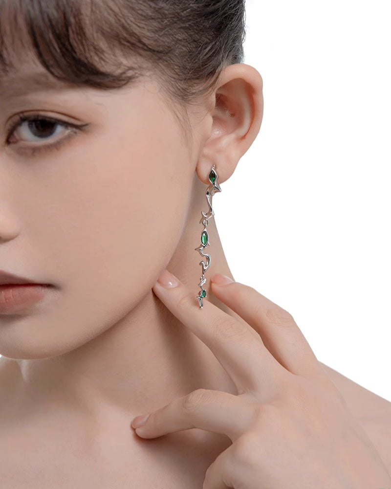 [MASW] Snake Dance Asymmetric Long Earrings pg1640