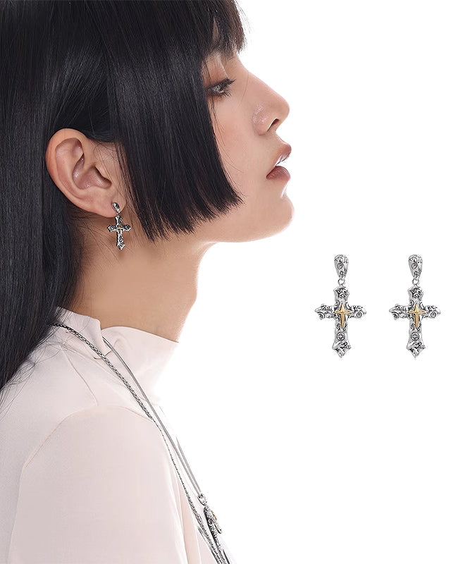 【SUMIYAKI】Graffiti Cross Earrings pg930