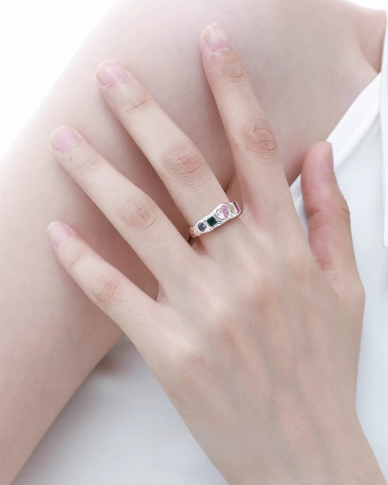 [1ST XULIE]Dopamine Color Treasure Sterling Ring pg599