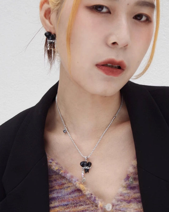 【Esak∞chi】Cool Teeth Black Necklace pg449