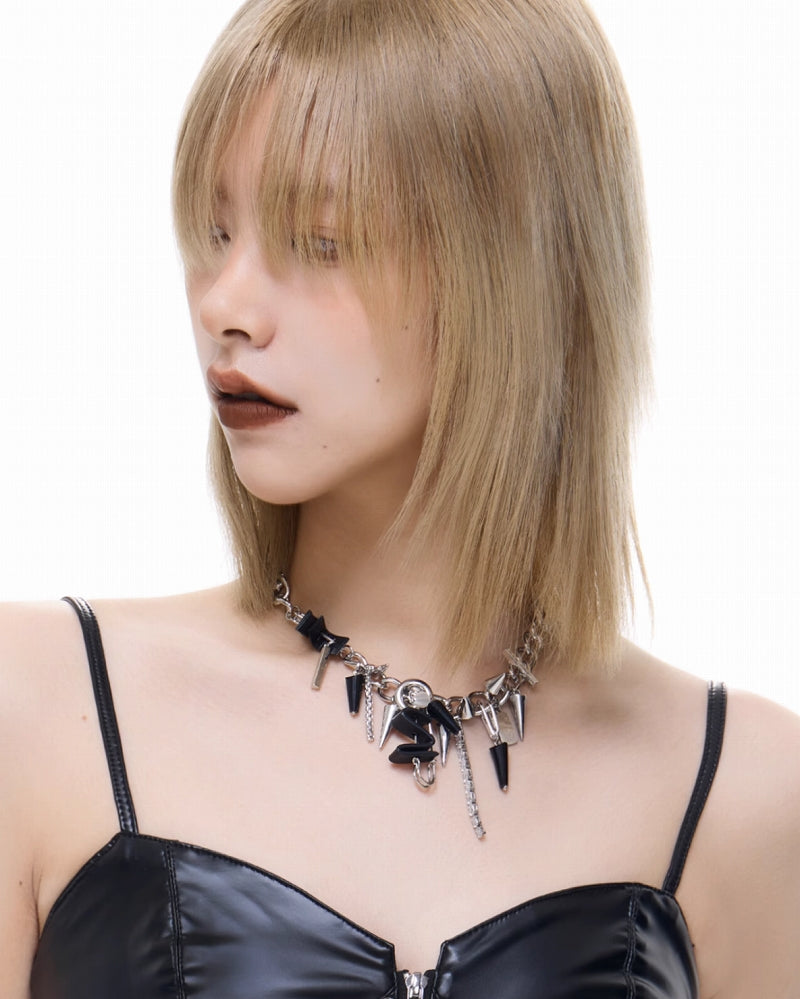 【SUMIYAKI】Punk Black Tassel Necklace pg1398