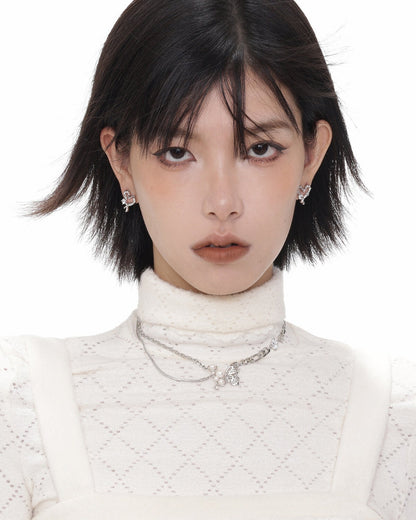 [SUMIYAKI] Love Hollow Silver Pin Earrings pg1116