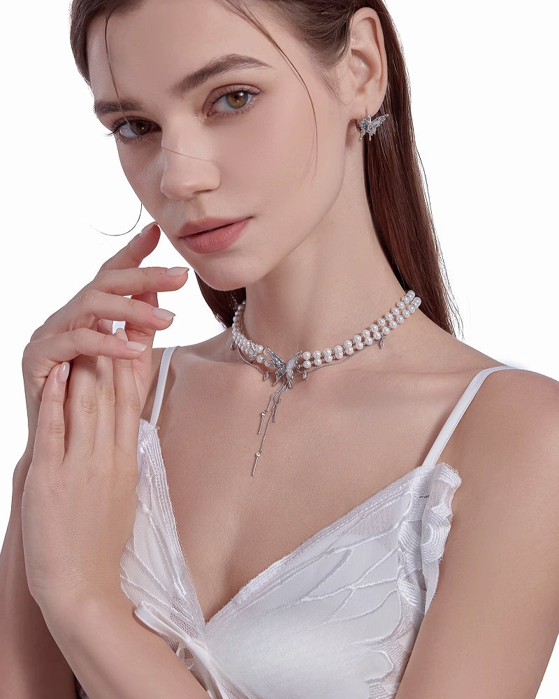 【MASW】Butterfly Dance Pearl Layer Choker pg290