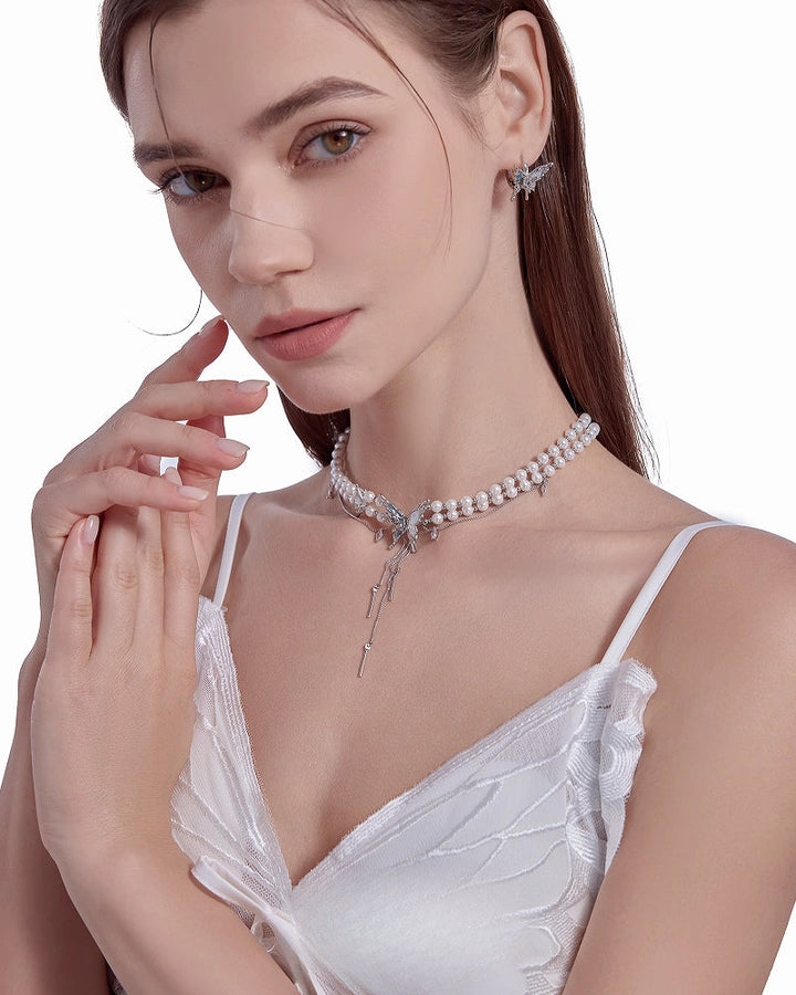 【MASW】Butterfly Dance Pearl Layer Choker pg290