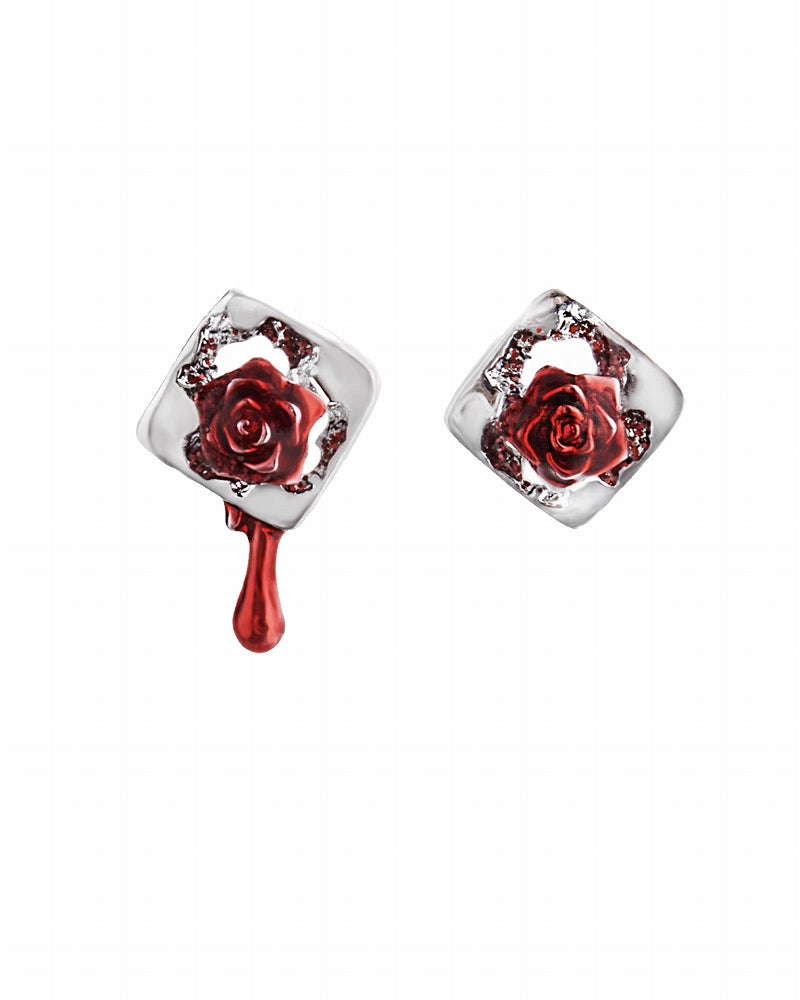 [1ST XULIE] Forbidden Rose Asymmetrical Earrings pg798