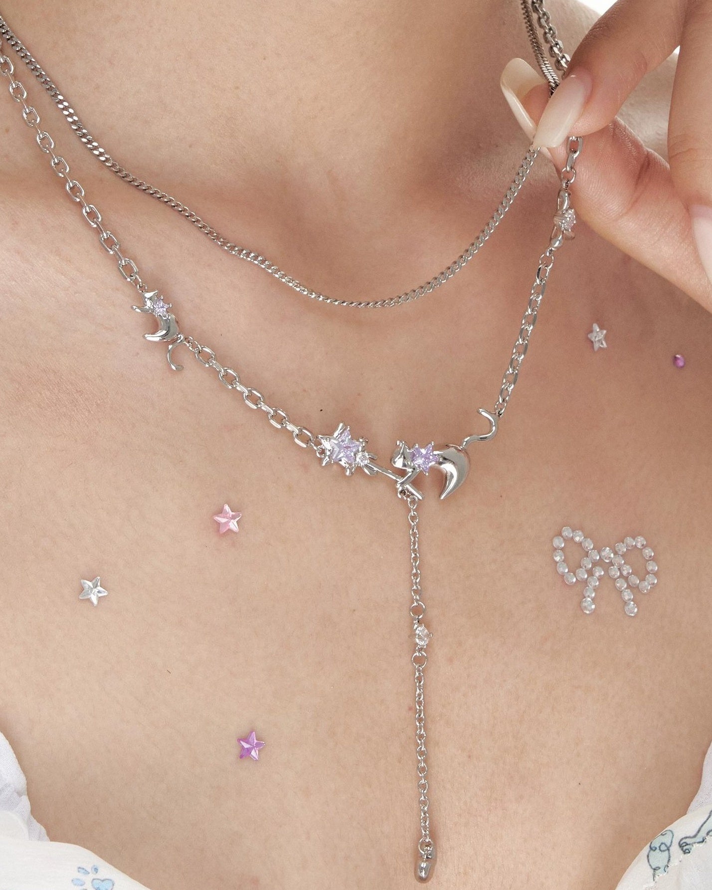 Double Layer Tassel Cat Necklace