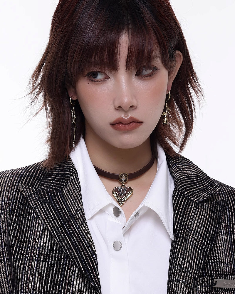 [SUMIYAKI] Retro Heart Rose Choker pg1476