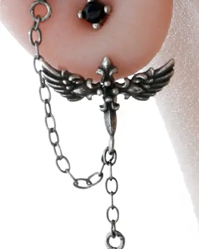 Fallen Angel Detachable Double Piercing Earrings