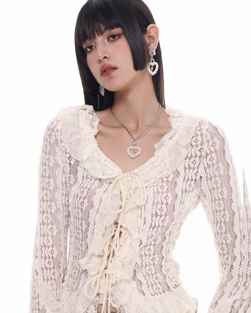 【SUMIYAKI】Cream Heart Love Pearl Earrings pg468