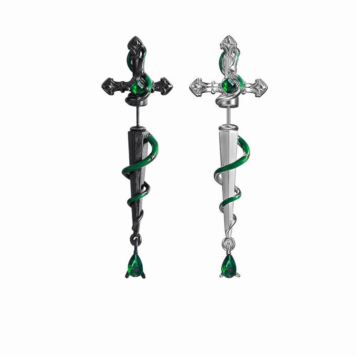 【1ST XULIE】Slytherin Snake Cross Dark Earrings pg1621