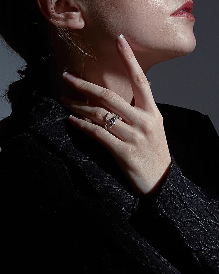 [FAITMAIN] Lunar Eclipse Stone Misaligned Water Drop Ring pg1159