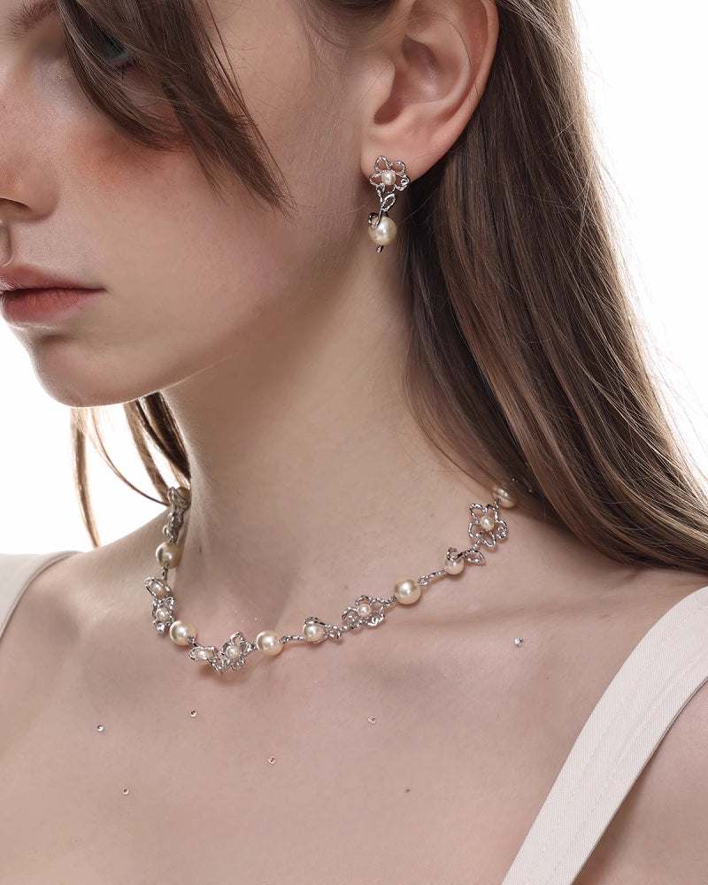 [SUMIYAKI] Graffiti Line Small Flower Necklace pg936