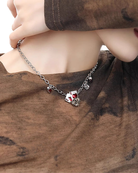 Playing Card Rose Necklace