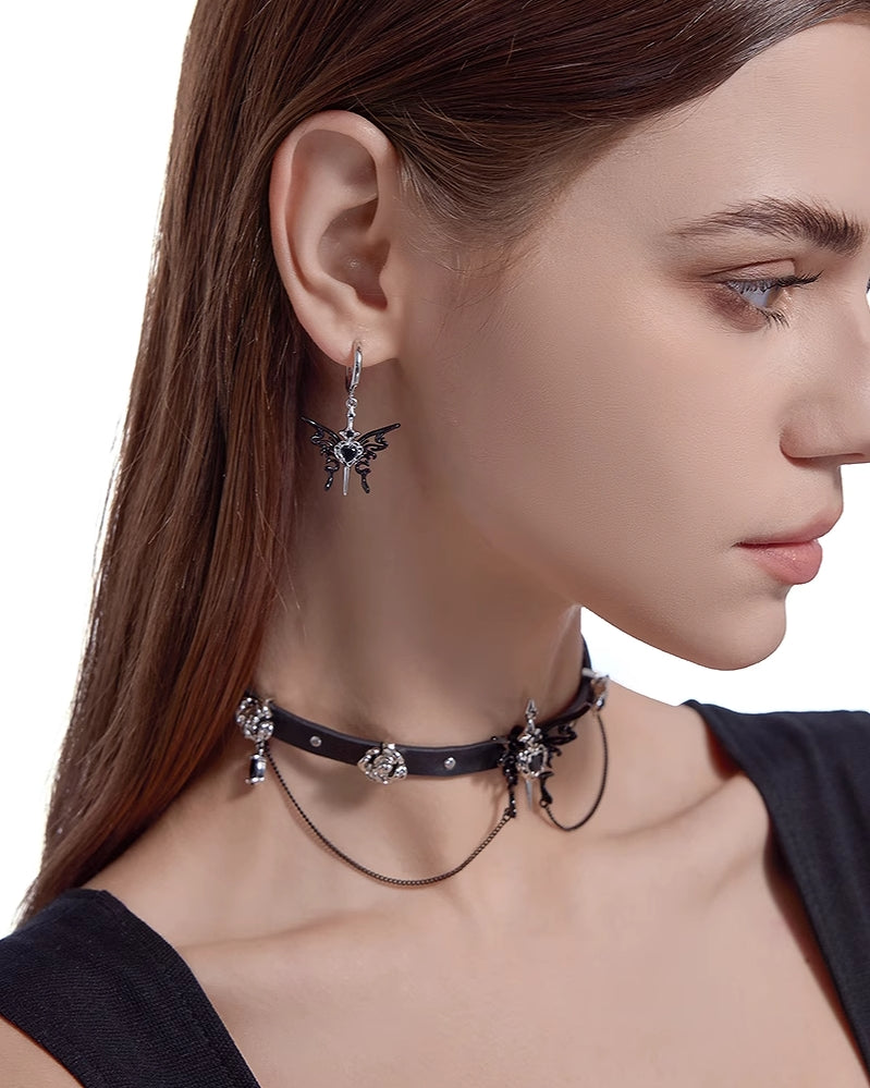 [MASW] Butterfly Dance Black Earrings pg258